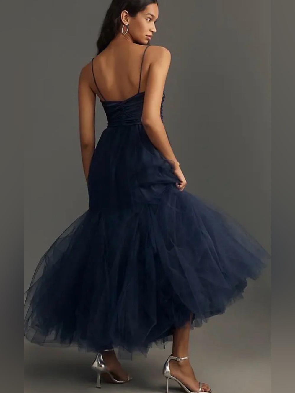 Hutch Toni Barre Sleeveless Tulle Maxi Dress in Navy Blue Sz: 2 $395 - RTR - Picture 2 of 9